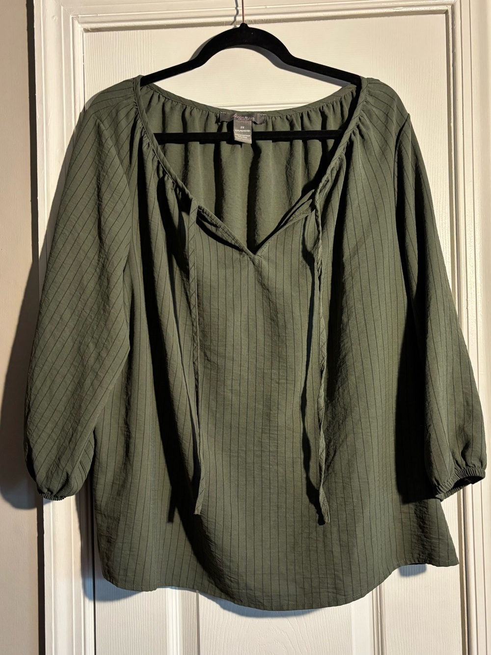 Olivia and Martin Peasant Blouse with Tie Neck size 2X